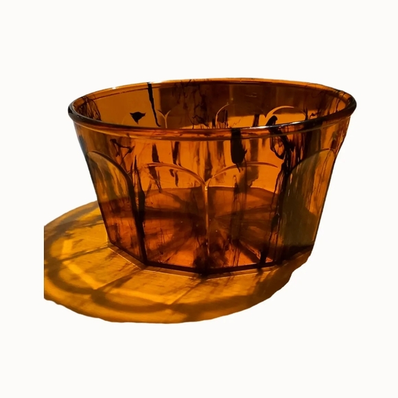 MCM Vtg Lucite Faux Tortoise Shell Snack Bowl w (6) Snack Plates - Picture 3 of 4